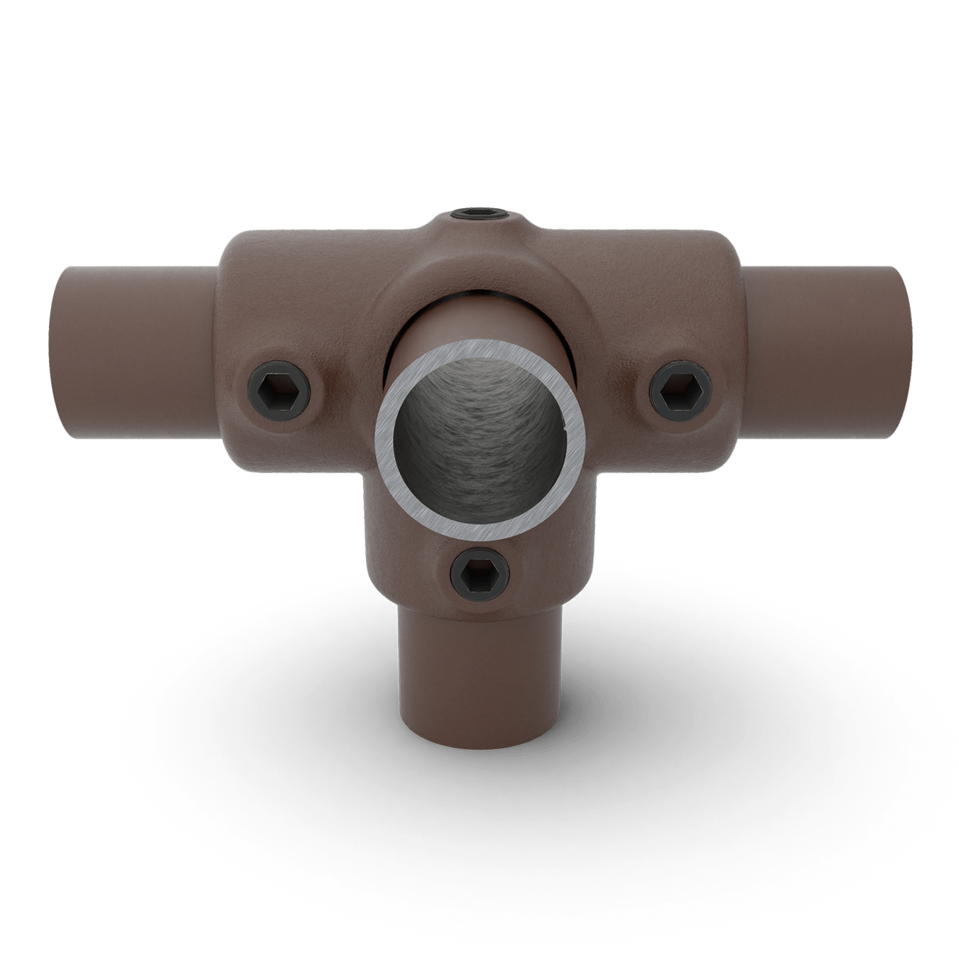 Buiskoppeling T-stuk met zij-uitgang - vintage bruin-B / 26,9 mm